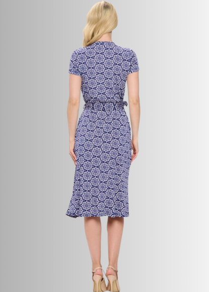 A Feminine Touch Navy Floral Jersey Wrap Dress