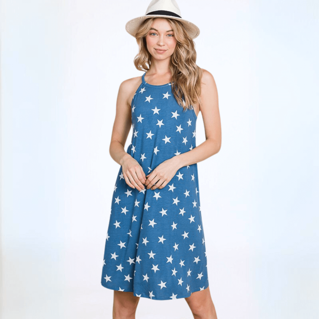 Patriotic Stars Racerback Tank Dress CLEARANCE FINAL SALE