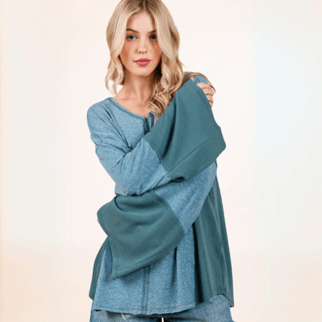 Ryleigh Lightweight Color Block Top CLEARANCE FINAL SALE