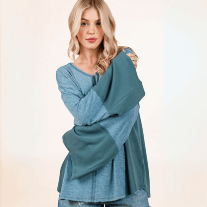 Ryleigh Lightweight Color Block Top CLEARANCE FINAL SALE