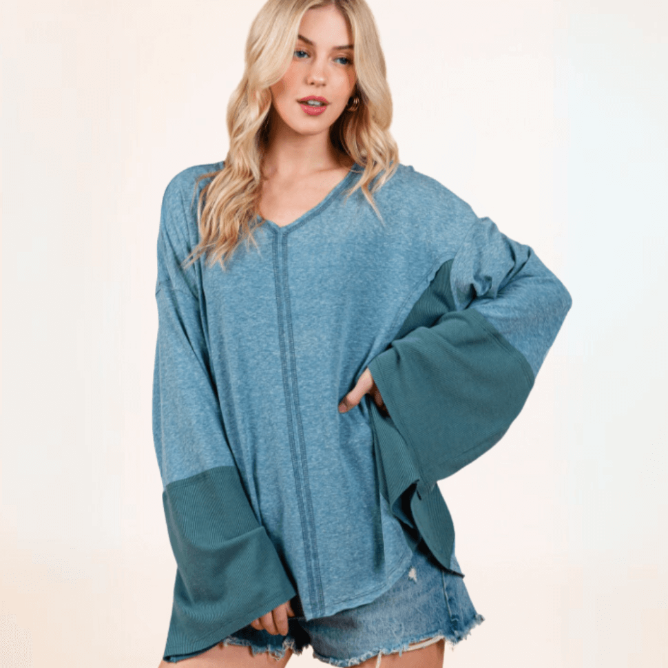Ryleigh Lightweight Color Block Top CLEARANCE FINAL SALE