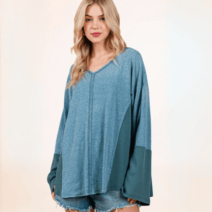 Ryleigh Lightweight Color Block Top CLEARANCE FINAL SALE