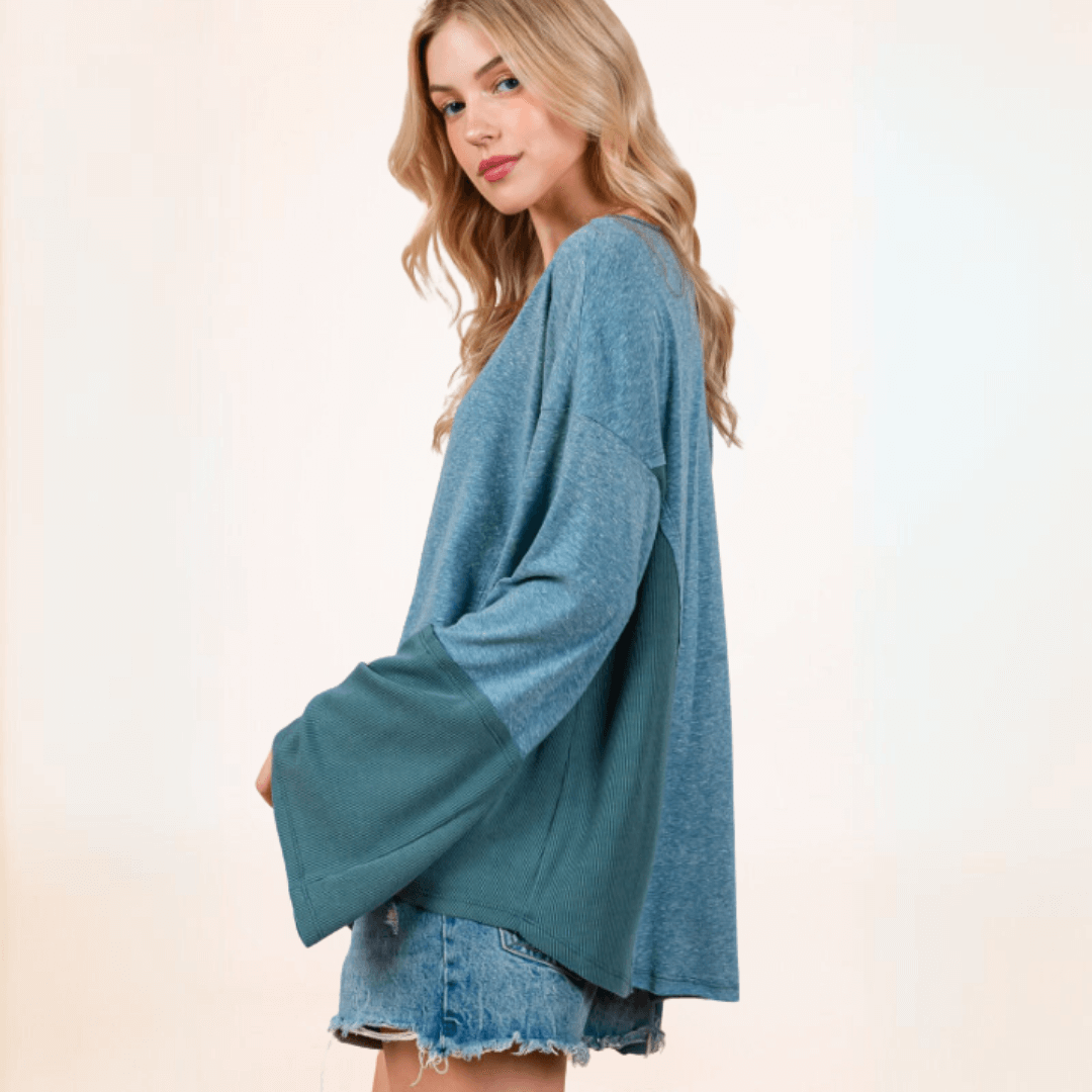 Ryleigh Lightweight Color Block Top CLEARANCE FINAL SALE