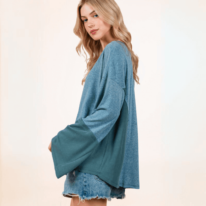 Ryleigh Lightweight Color Block Top CLEARANCE FINAL SALE