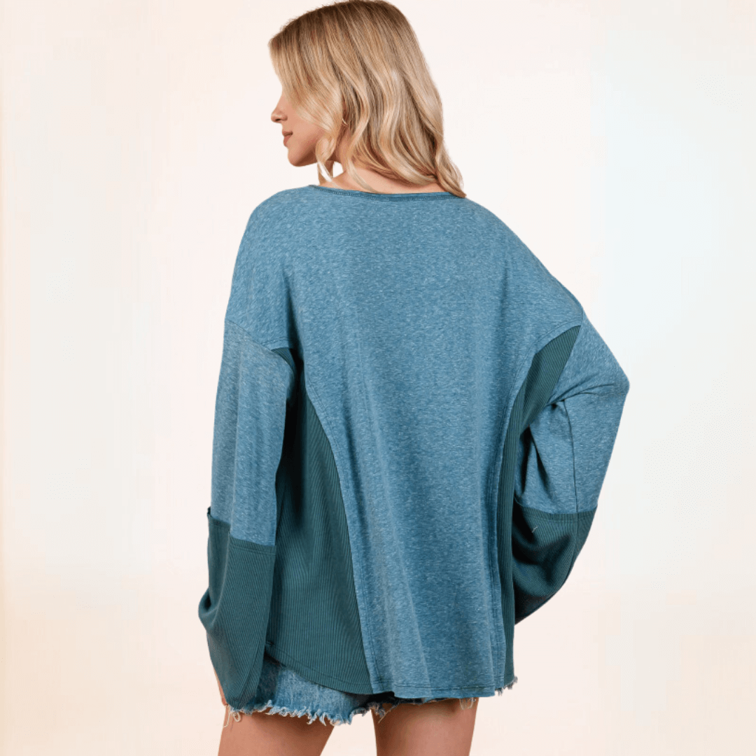 Ryleigh Lightweight Color Block Top CLEARANCE FINAL SALE