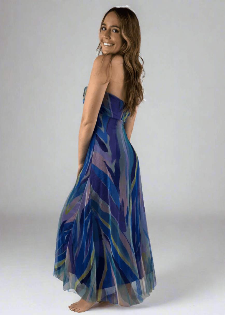 AQUARELLE Long Strapless Flared Empire Dress Made in USA