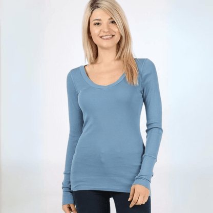 Perfect Layering Top in Chambray Blue CLEARANCE FINAL SALE