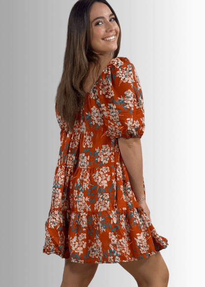 Sara Floral Baby Doll Tiered Mini Dress