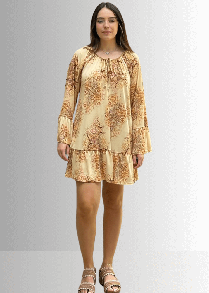 Inaya Boho Tiered Dress in Sage