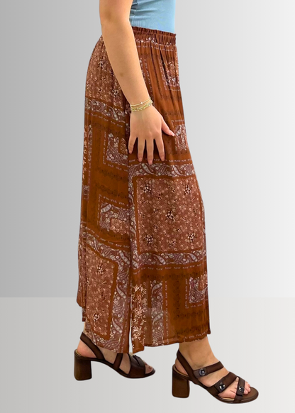 Paisley Patch Print Maxi Skirt