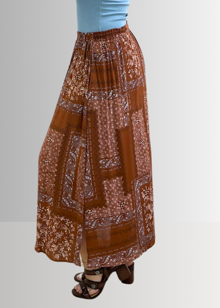 Paisley Patch Print Maxi Skirt