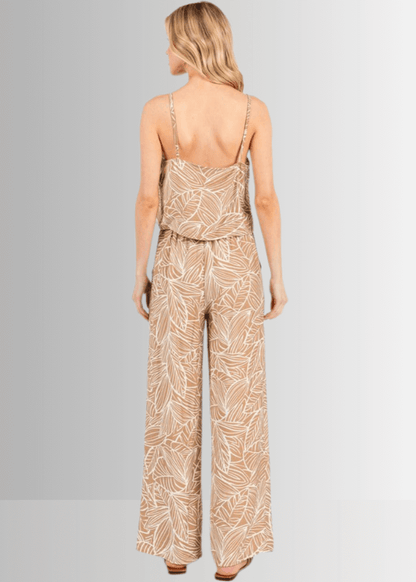 Breezy Tropical Cami Tank Top (Taupe)