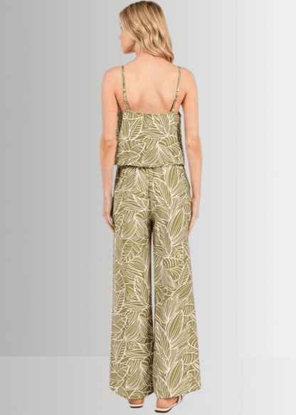 Breezy Tropical Cami Tank Top (Olive)