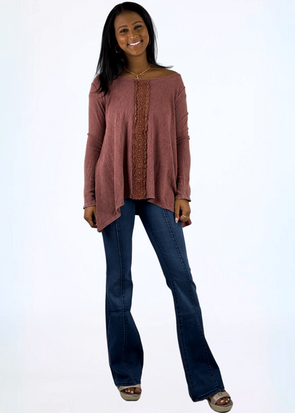 Thermal Lace Trim Top Made in USA