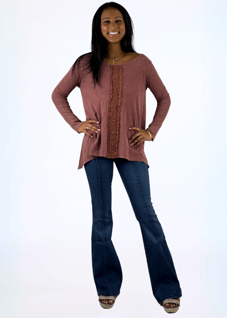 Thermal Lace Trim Top Made in USA