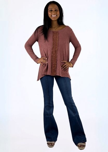 Thermal Lace Trim Top Made in USA
