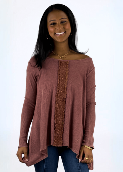 Thermal Lace Trim Top Made in USA
