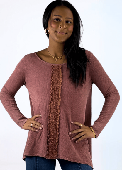 Thermal Lace Trim Top Made in USA