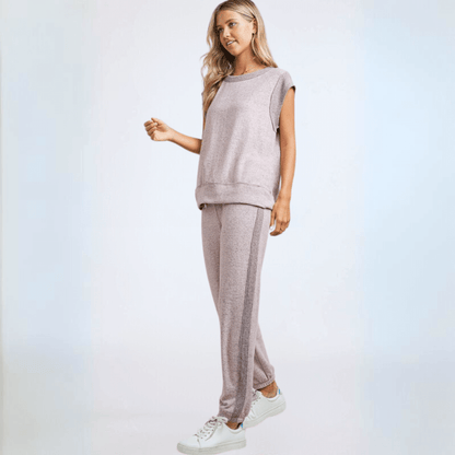 Heather Lilac Soft Brushed Knit Set Made in USA