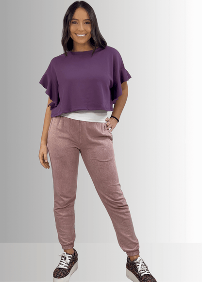 All Day French Terry Pocket Joggers in Mauve