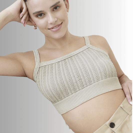 Seamless Cable Knit Bra Top - Clearance Final Sale