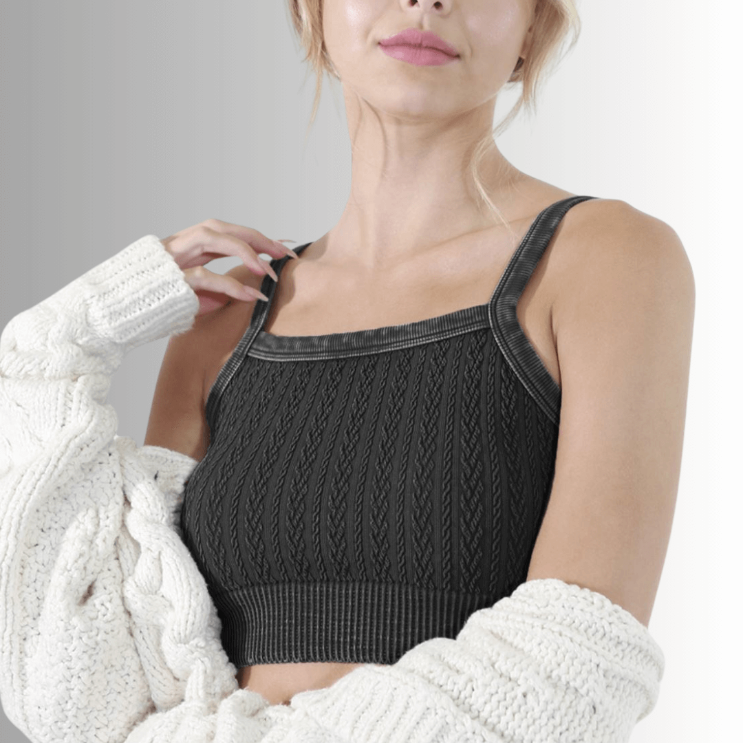 Seamless Cable Knit Bra Top - Clearance Final Sale
