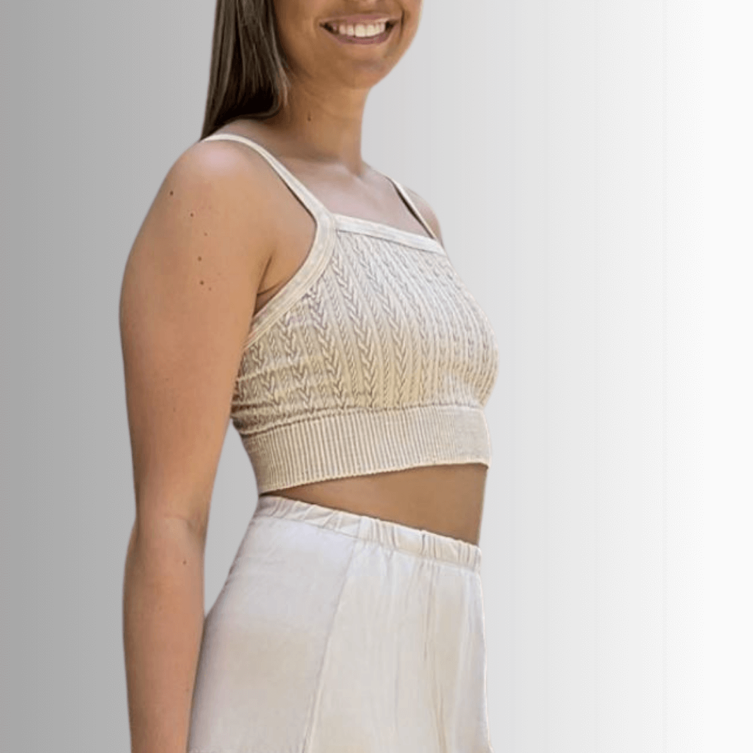 Seamless Cable Knit Bra Top - Clearance Final Sale
