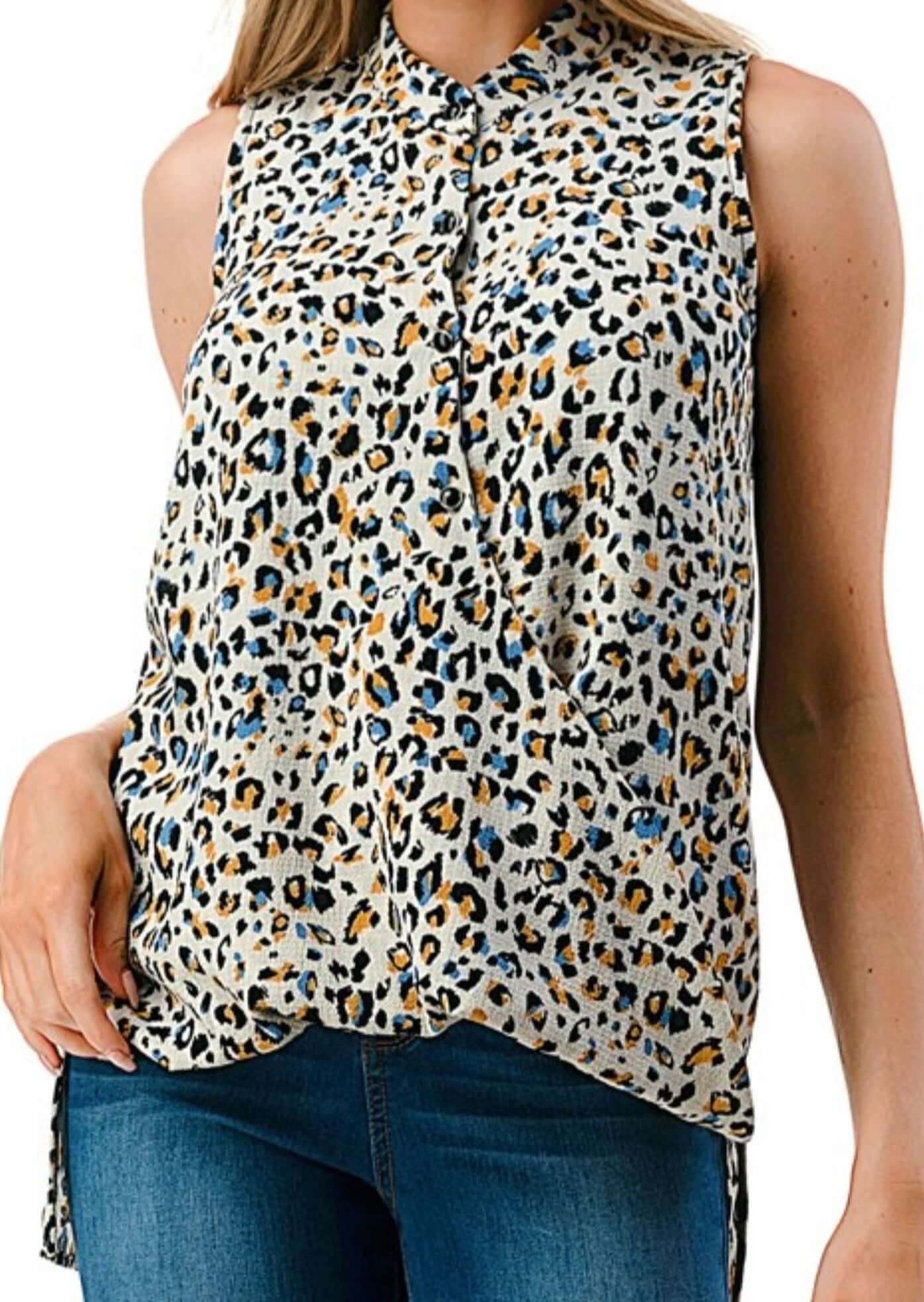 Textured Animal Print Surplice Top CLEARANCE FINAL SALE