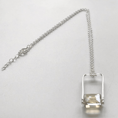 Artisan Crafted Champagne Crystal Pendant Necklace Handmade in USA