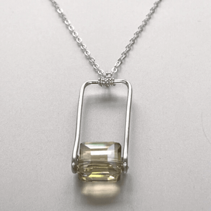Artisan Crafted Champagne Crystal Pendant Necklace Handmade in USA