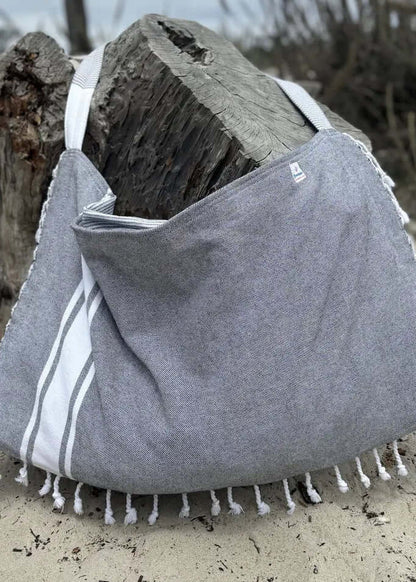 Solid 3‑in‑1 Turkish Cotton Beach Bag