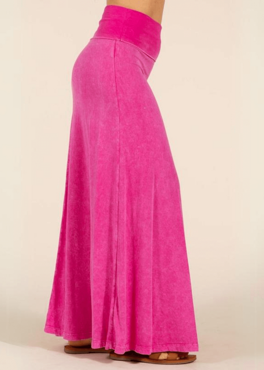 American Cotton Maxi Skirt (Fuchsia)