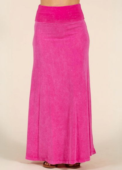 American Cotton Maxi Skirt (Fuchsia)
