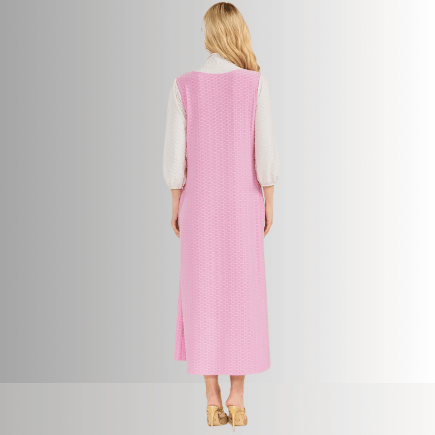 Honeycomb Jersey Classic Bowtie Midi Dress Clearance Final Sale