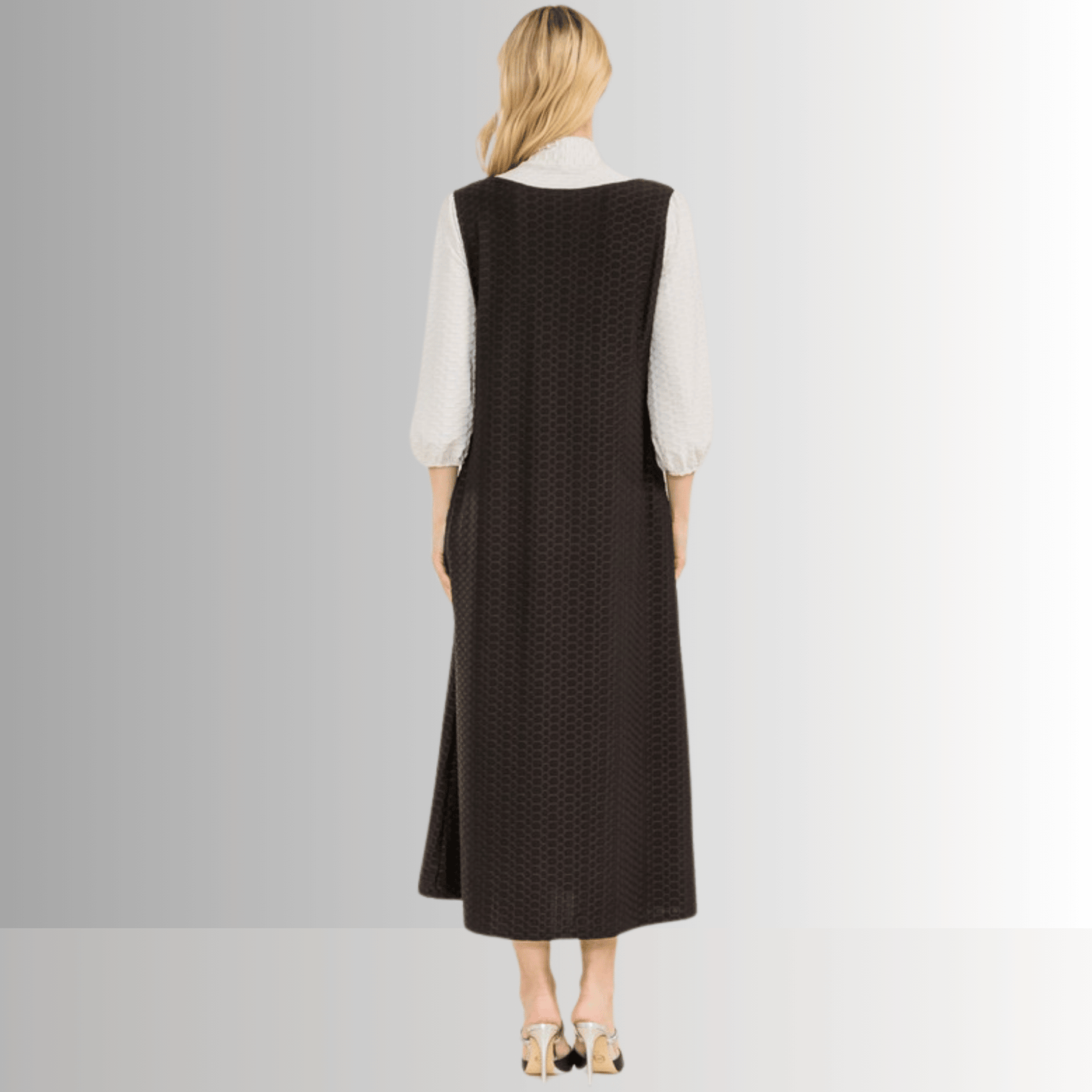 Honeycomb Jersey Classic Bowtie Midi Dress Clearance Final Sale