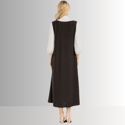 Honeycomb Jersey Classic Bowtie Midi Dress Clearance Final Sale