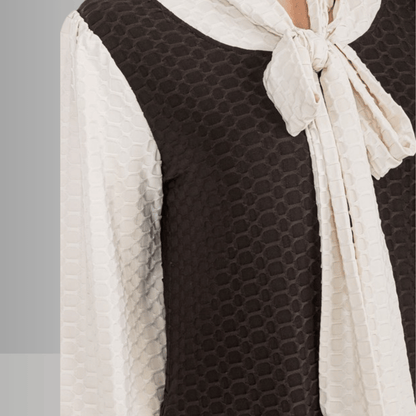 Honeycomb Jersey Classic Bowtie Midi Dress Clearance Final Sale