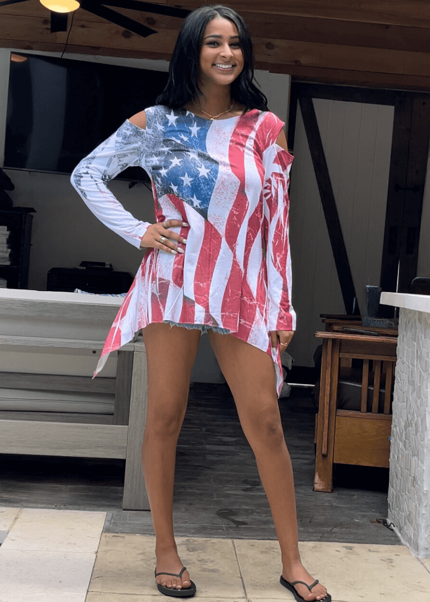 Patriotic Cold Shoulder Tunic CLEARANCE FINAL SALE