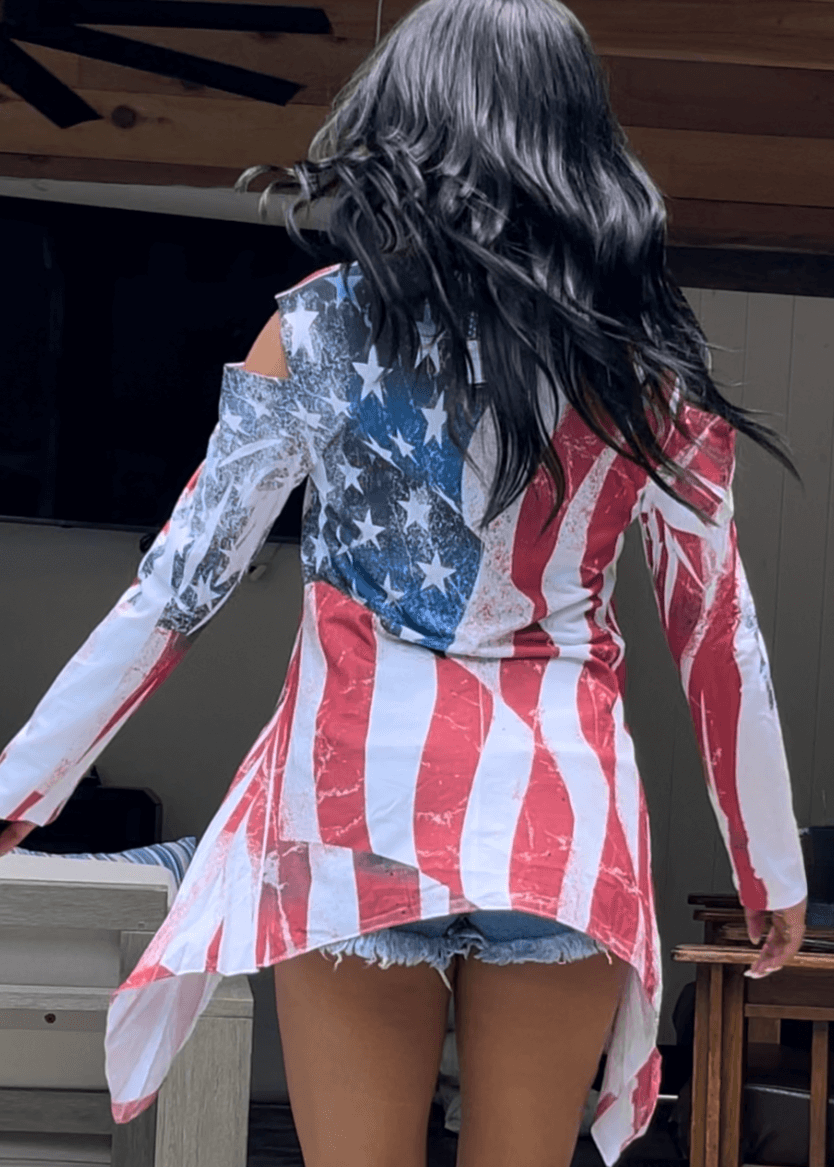 Patriotic Cold Shoulder Tunic CLEARANCE FINAL SALE