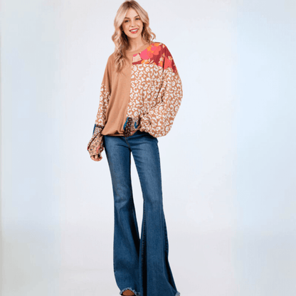Mixed Media Color Block Top CLEARANCE FINAL SALE