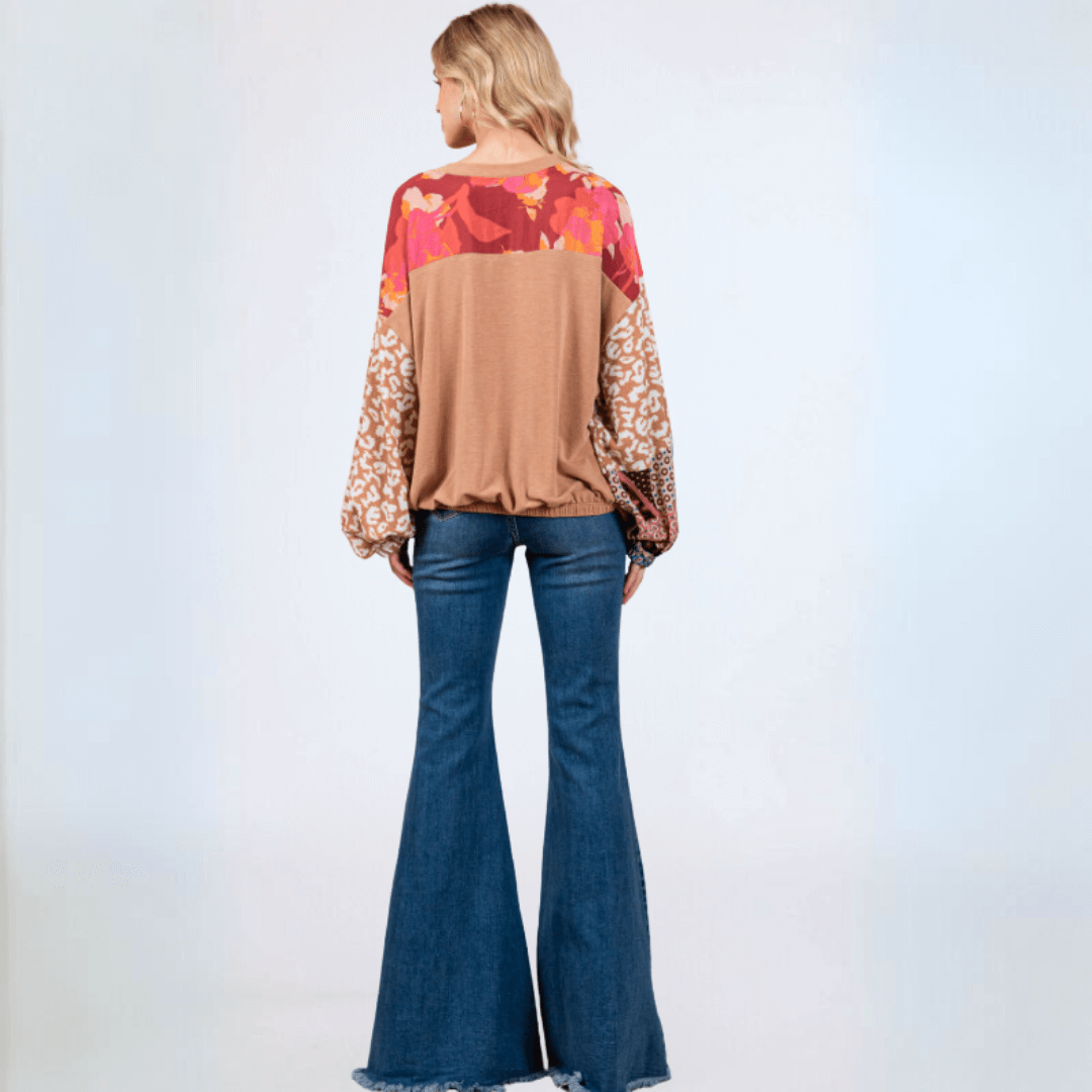 Mixed Media Color Block Top CLEARANCE FINAL SALE
