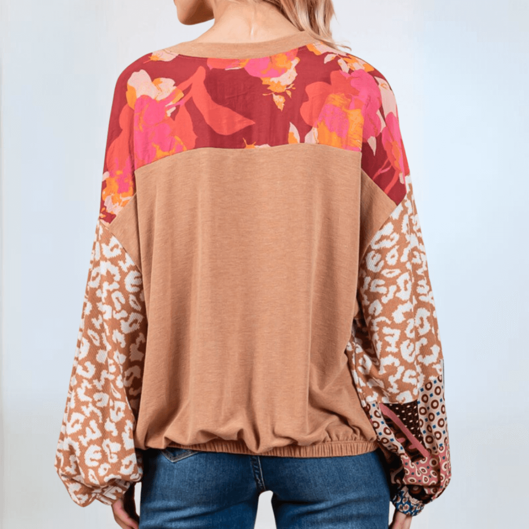 Mixed Media Color Block Top CLEARANCE FINAL SALE