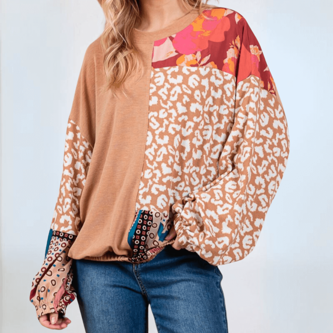 Mixed Media Color Block Top CLEARANCE FINAL SALE