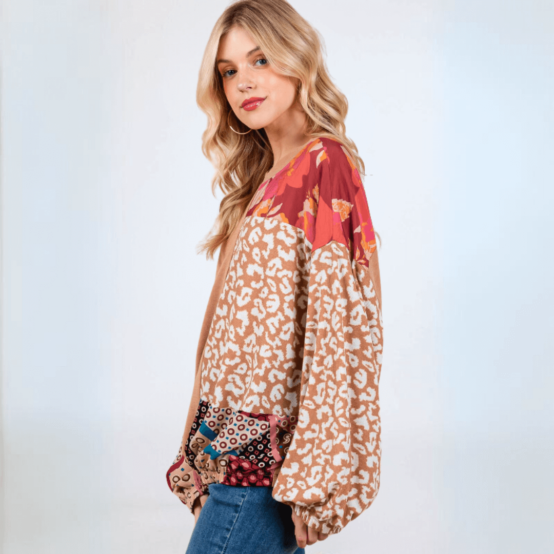 Mixed Media Color Block Top CLEARANCE FINAL SALE