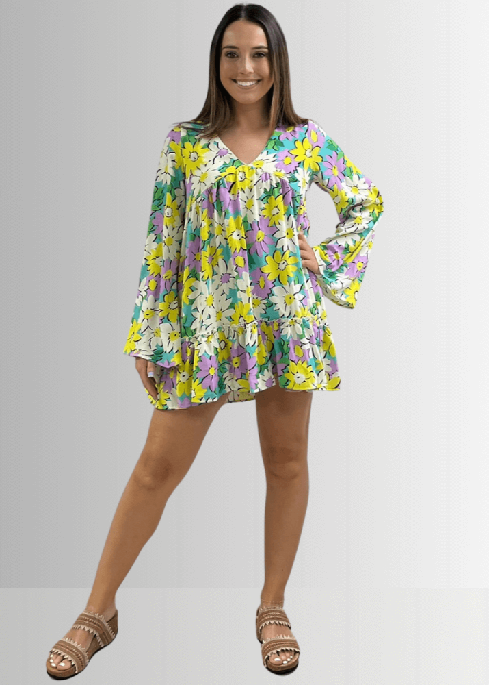 Skyler Retro Floral Print Mini Dress CLEARANCE FINAL SALE