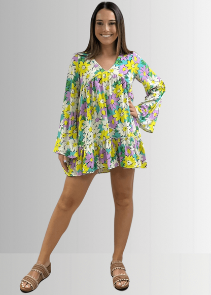 Skyler Retro Floral Print Mini Dress CLEARANCE FINAL SALE