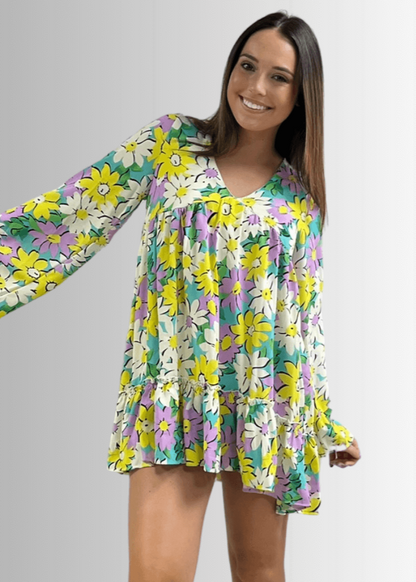 Skyler Retro Floral Print Mini Dress CLEARANCE FINAL SALE