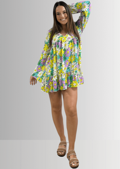 Skyler Retro Floral Print Mini Dress CLEARANCE FINAL SALE