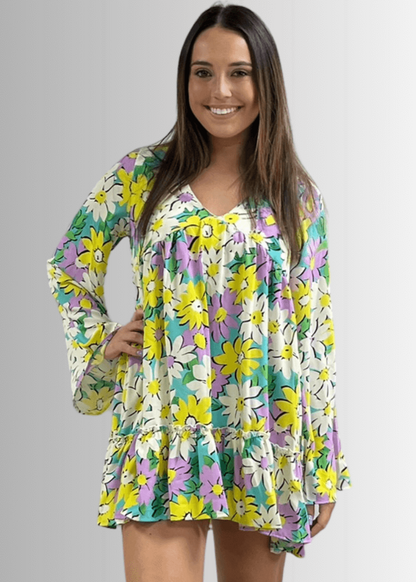 Skyler Retro Floral Print Mini Dress CLEARANCE FINAL SALE