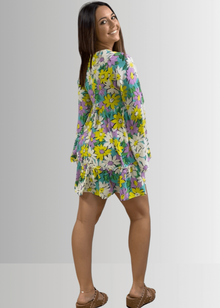 Skyler Retro Floral Print Mini Dress CLEARANCE FINAL SALE